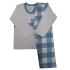 0350 Pijama Branco com Calça Xadrez Azul  +R$ 69,00